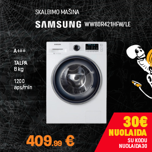 Skalbimo mašina Samsung WW80R421HFW/LE su garų funkcija