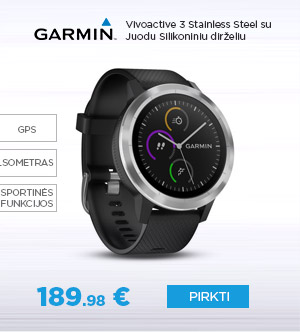 Išmanusis laikrodis Garmin Vivoactive 3 Stainless Steel su Juodu Silikoniniu dirželiu