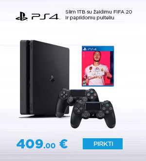 Žaidimų konsolė SONY Playstation 4 Slim 1TB su žaidimu FIFA 20 ir papildomu pulteliu